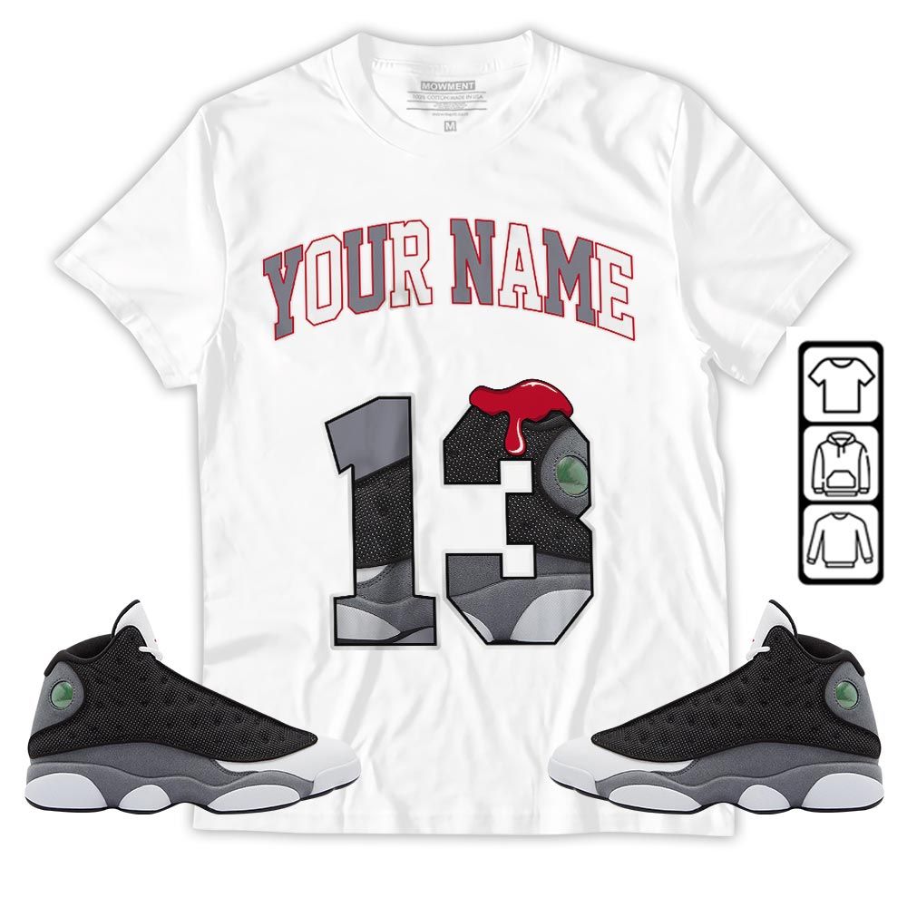 Number 13 Sneaker Shirt Match Black Flint 13s, Jordan Retro 13 Black Flint MKO Sweatshirt