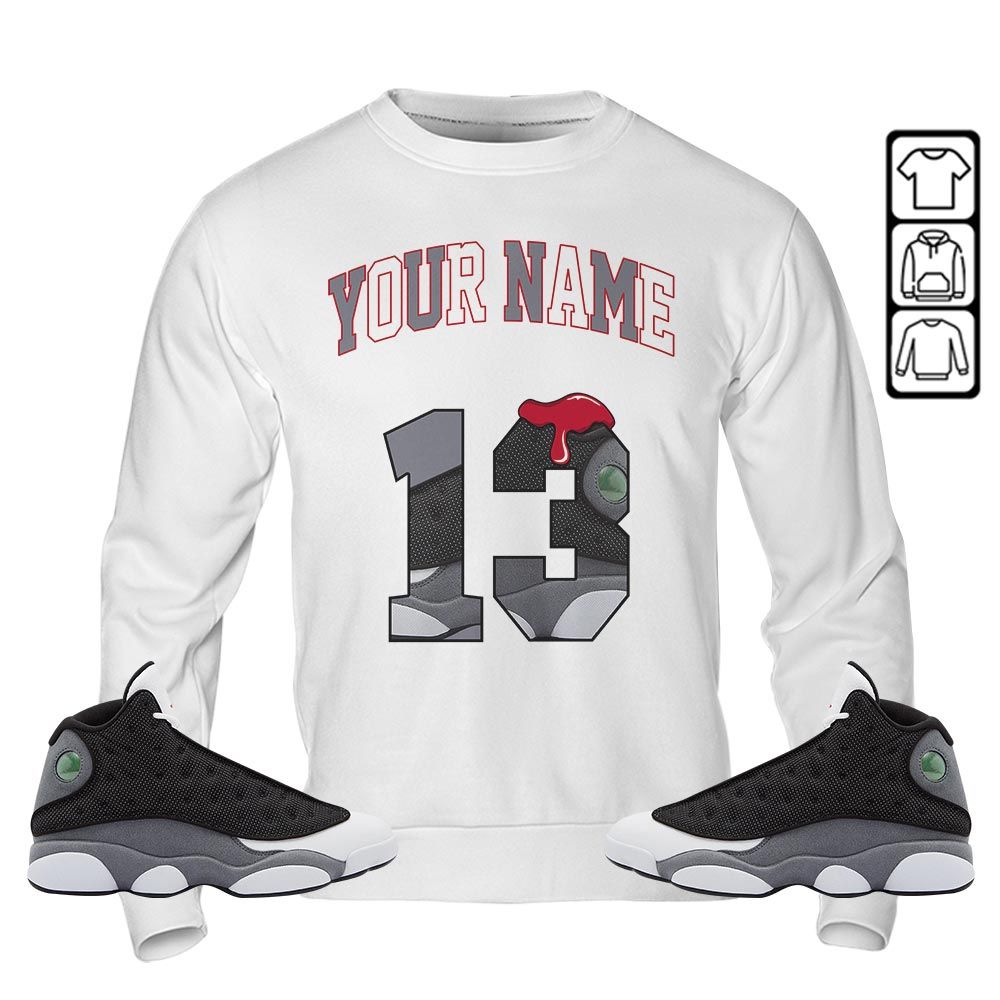 Number 13 Sneaker Shirt Match Black Flint 13s, Jordan Retro 13 Black Flint MKO Sweatshirt