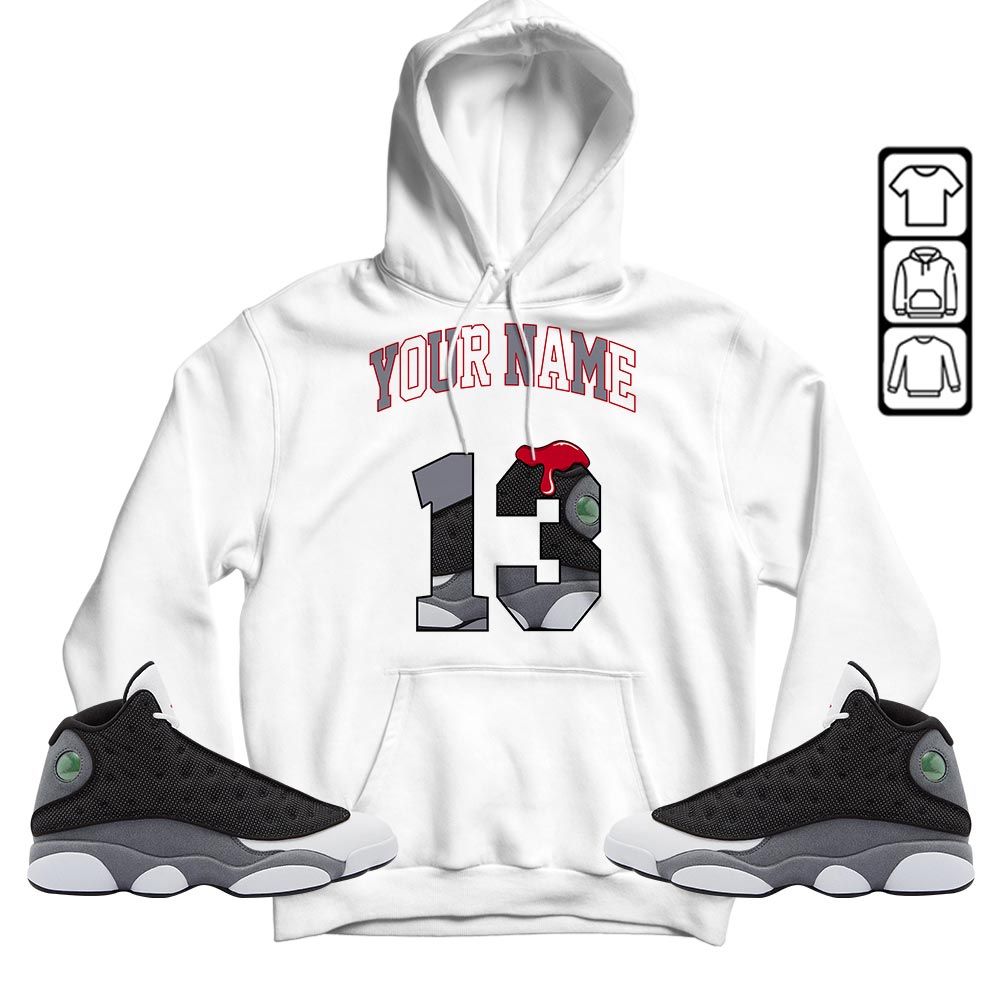 Number 13 Sneaker Shirt Match Black Flint 13s, Jordan Retro 13 Black Flint MKO T-Shirt