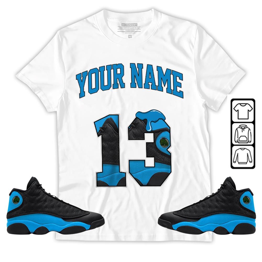 Number 13 Sneaker Shirt Match Black University Blue 13s, Jordan 13 Black University Blue 2022 MKO T-Shirt Number 13 Sneaker Shirt Match Black University Blue 13s, Jordan 13 Black University Blue 2022 MKO T-Shirt