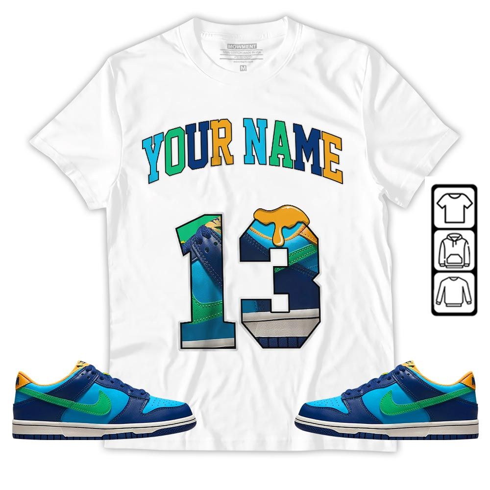 Number 13 Sneaker Shirt Match Dunk Low GS Kyrie, Dunk Low GS Electric Algae MKO Sweatshirt