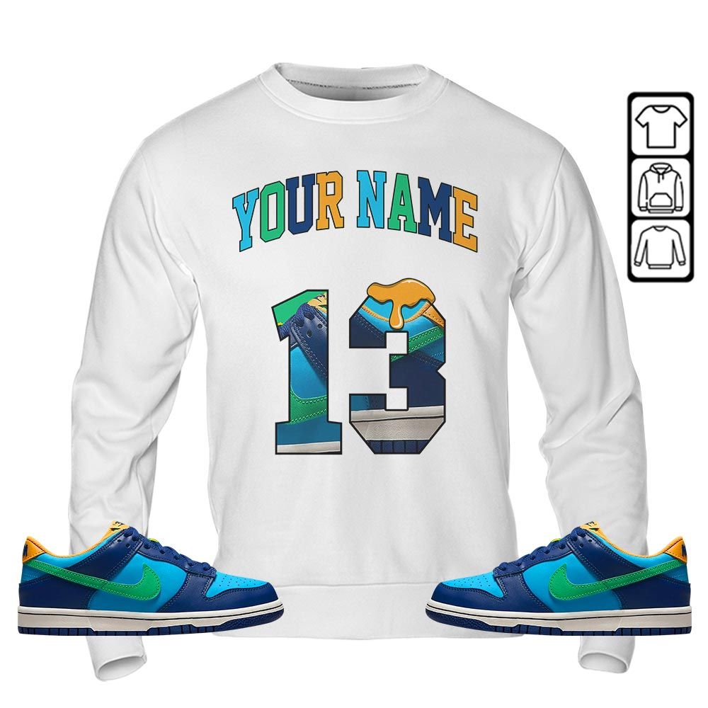 Number 13 Sneaker Shirt Match Dunk Low GS Kyrie, Dunk Low GS Electric Algae MKO Sweatshirt