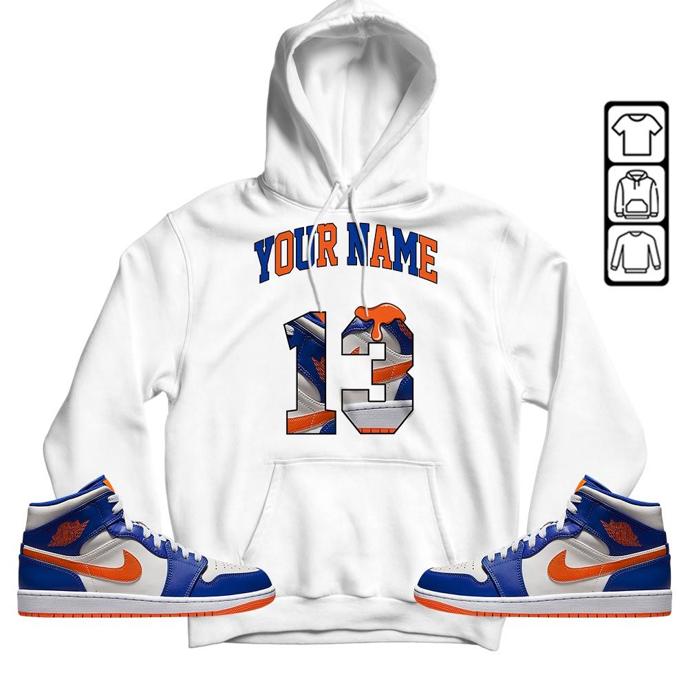 Number 13 Sneaker Shirt Match Mid Knicks 1s, Jordan 1 Mid Knicks MKO T-Shirt
