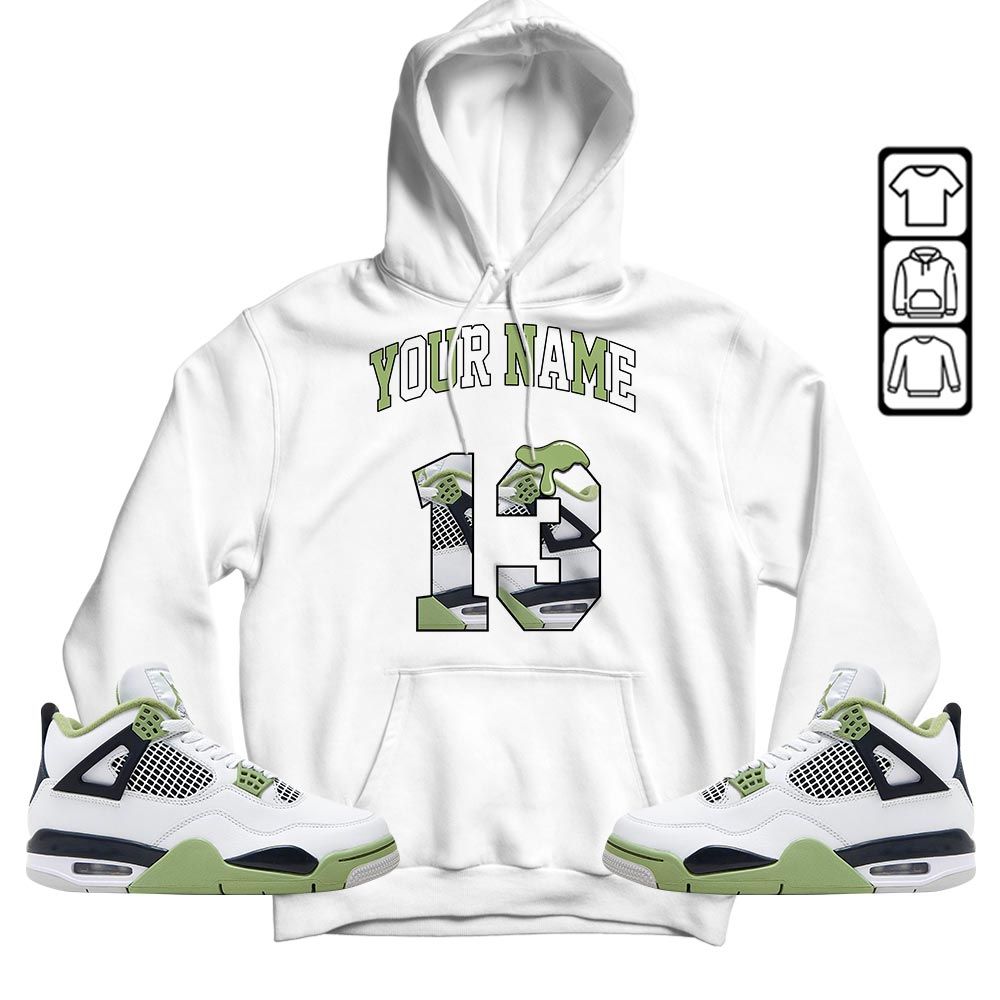 Number 13 Sneaker Shirt Match Retro Oil Green 4s, Jordan 4 Oil Green MKO T-Shirt