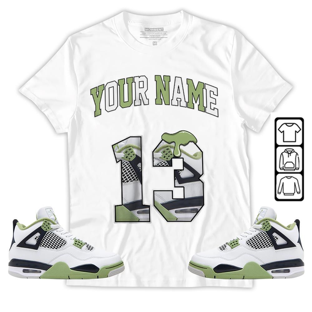 Number 13 Sneaker Shirt Match Retro Oil Green 4s, Jordan 4 Oil Green MKO T-Shirt Number 13 Sneaker Shirt Match Retro Oil Green 4s, Jordan 4 Oil Green MKO T-Shirt