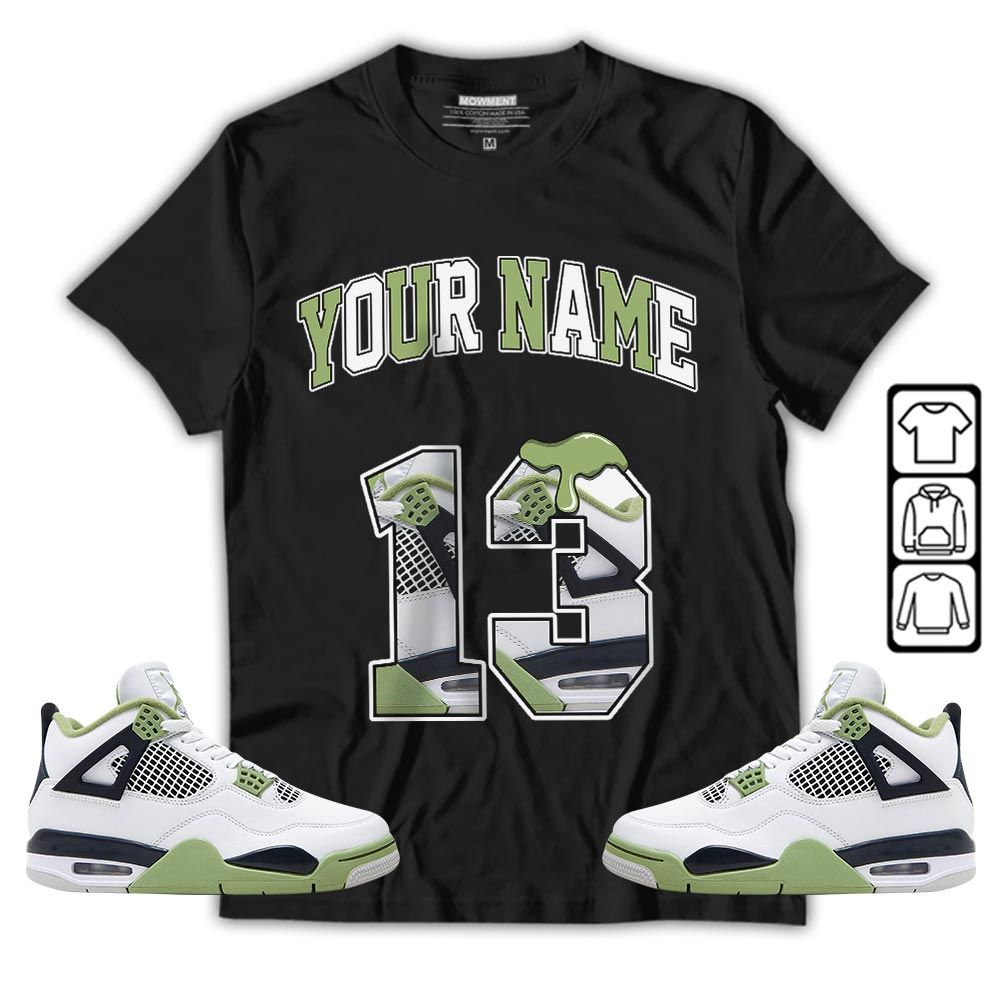 Number 13 Sneaker Shirt Match Retro Oil Green 4s, Jordan 4 Oil Green MKO T-Shirt Number 13 Sneaker Shirt Match Retro Oil Green 4s, Jordan 4 Oil Green MKO T-Shirt