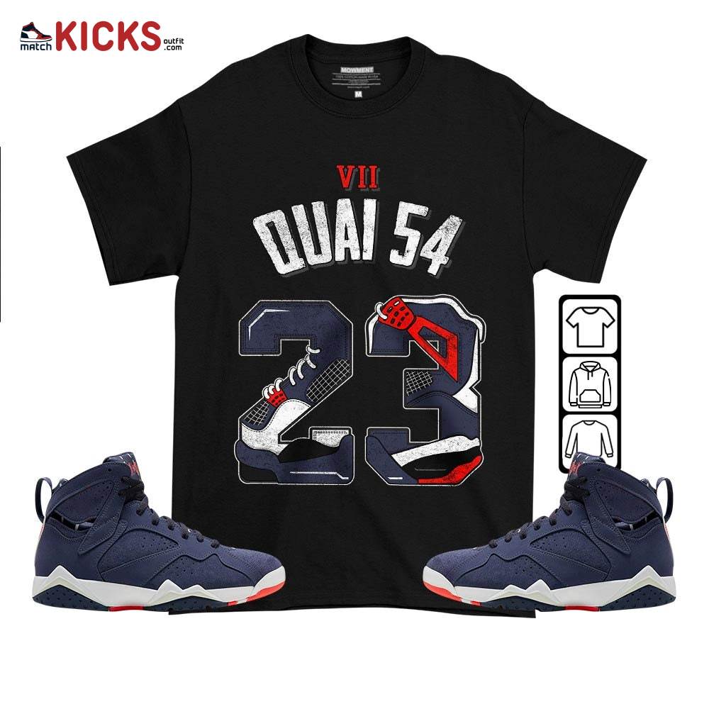 Number 23 Dirty Sneaker Shirt Match 7 Neutral Indigo, Jordan 7 Quai 54 MKO T-Shirt