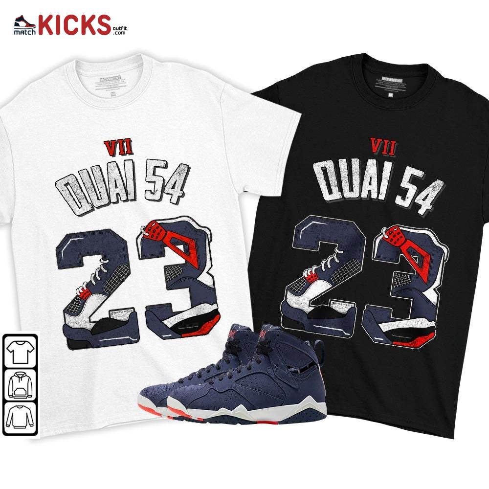 Number 23 Dirty Sneaker Shirt Match 7 Neutral Indigo, Jordan 7 Quai 54 MKO T-Shirt