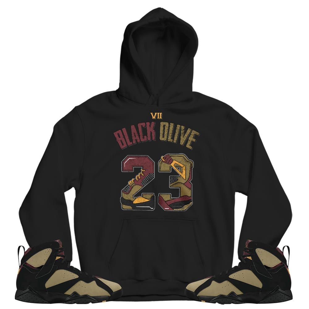 Number 23 Dirty Sneaker Shirt Match Black Cherrywood 7s, Jordan 7 Black Olive MKO T-Shirt