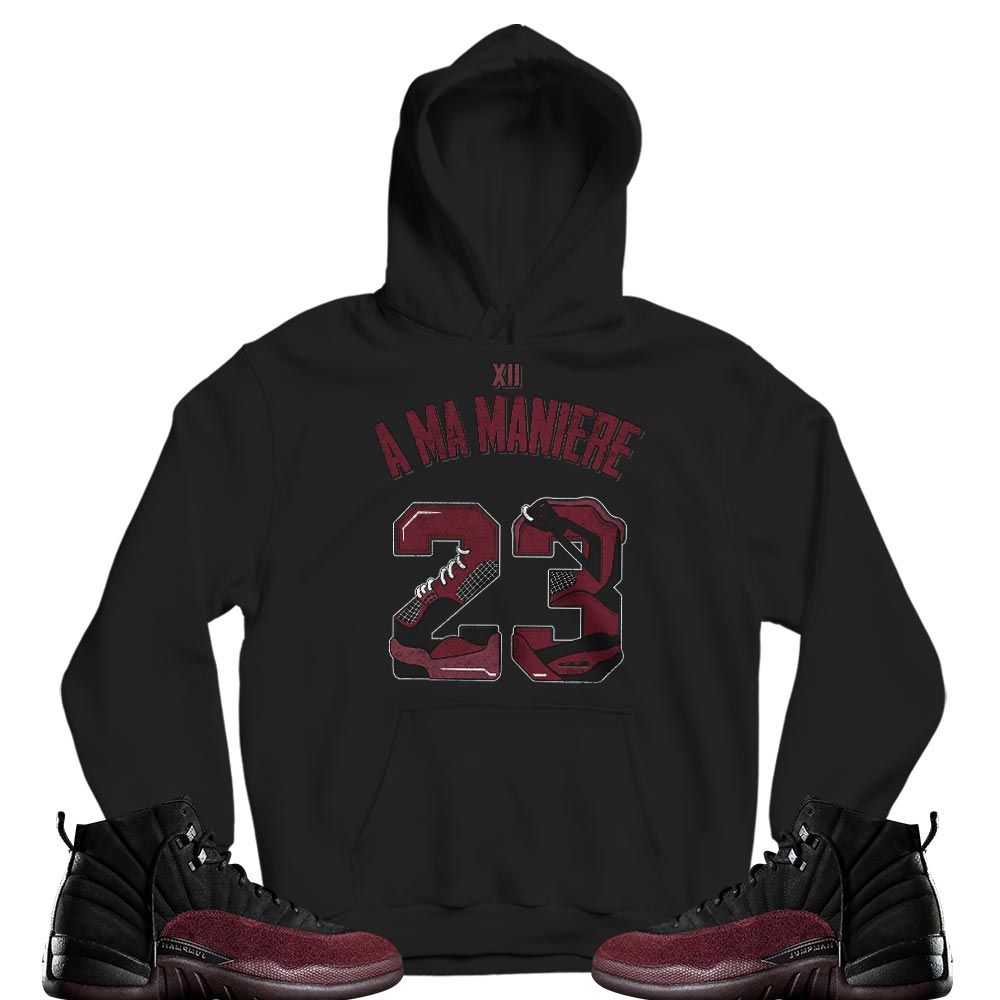 Number 23 Dirty Sneaker Shirt Match Burgundy Crush 12s, Jordan 12 A Ma Maniere MKO T-Shirt