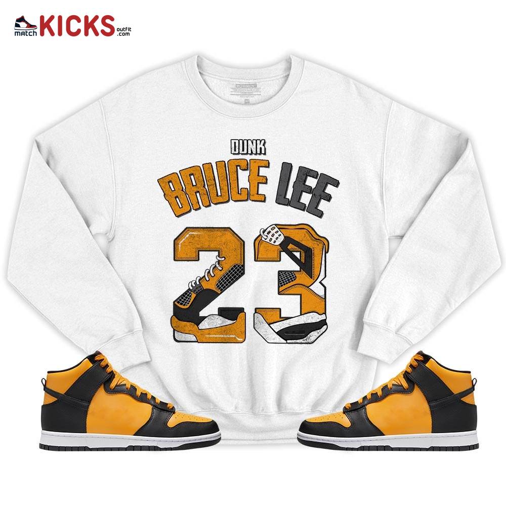 Number 23 Dirty Sneaker Shirt Match Dunk Reverse Goldenrod, Dunk High Bruce Lee MKO T-Shirt Number 23 Dirty Sneaker Shirt Match Dunk Reverse Goldenrod, Dunk High Bruce Lee MKO T-Shirt