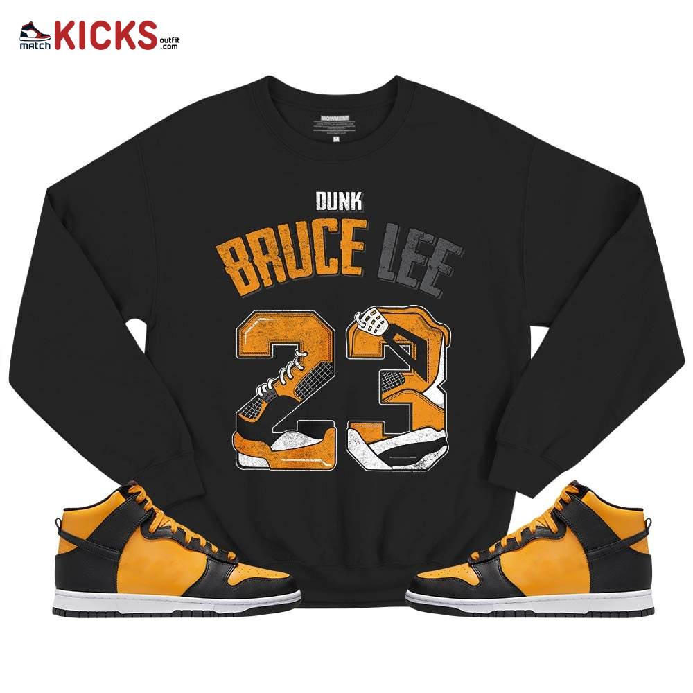 Number 23 Dirty Sneaker Shirt Match Dunk Reverse Goldenrod, Dunk High Bruce Lee MKO T-Shirt Number 23 Dirty Sneaker Shirt Match Dunk Reverse Goldenrod, Dunk High Bruce Lee MKO T-Shirt