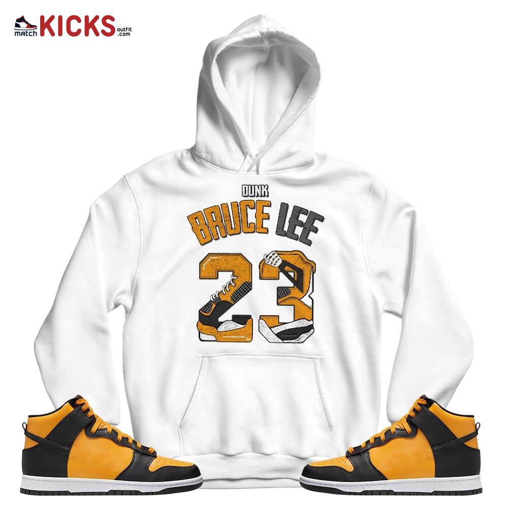 Number 23 Dirty Sneaker Shirt Match Dunk Reverse Goldenrod, Dunk High Bruce Lee MKO T-Shirt Number 23 Dirty Sneaker Shirt Match Dunk Reverse Goldenrod, Dunk High Bruce Lee MKO T-Shirt