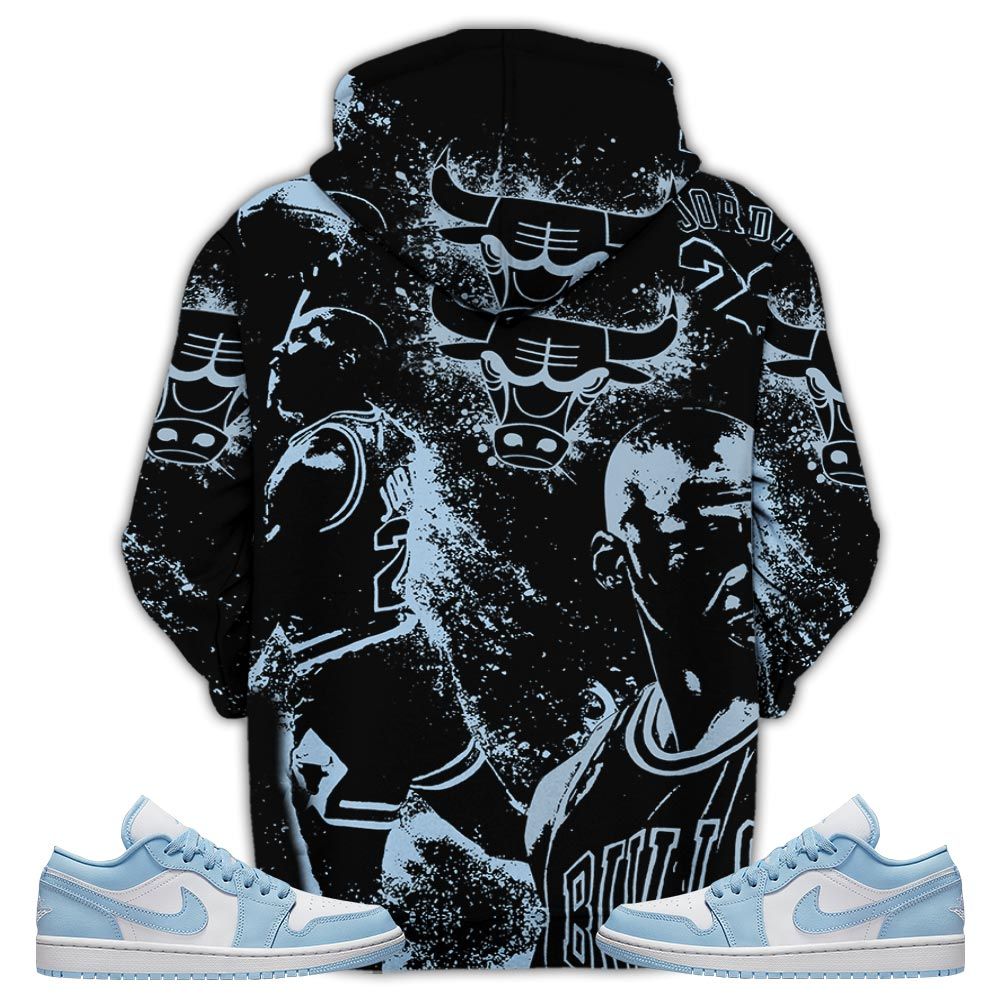 Number 23 Drip Shoes Kicks Goat Sneaker Shirt Match 1 Low Gets Icy, Jordan 1 Low Ice Blue Hoodie Sweatshirt Tee All Over Print MKO Shirt