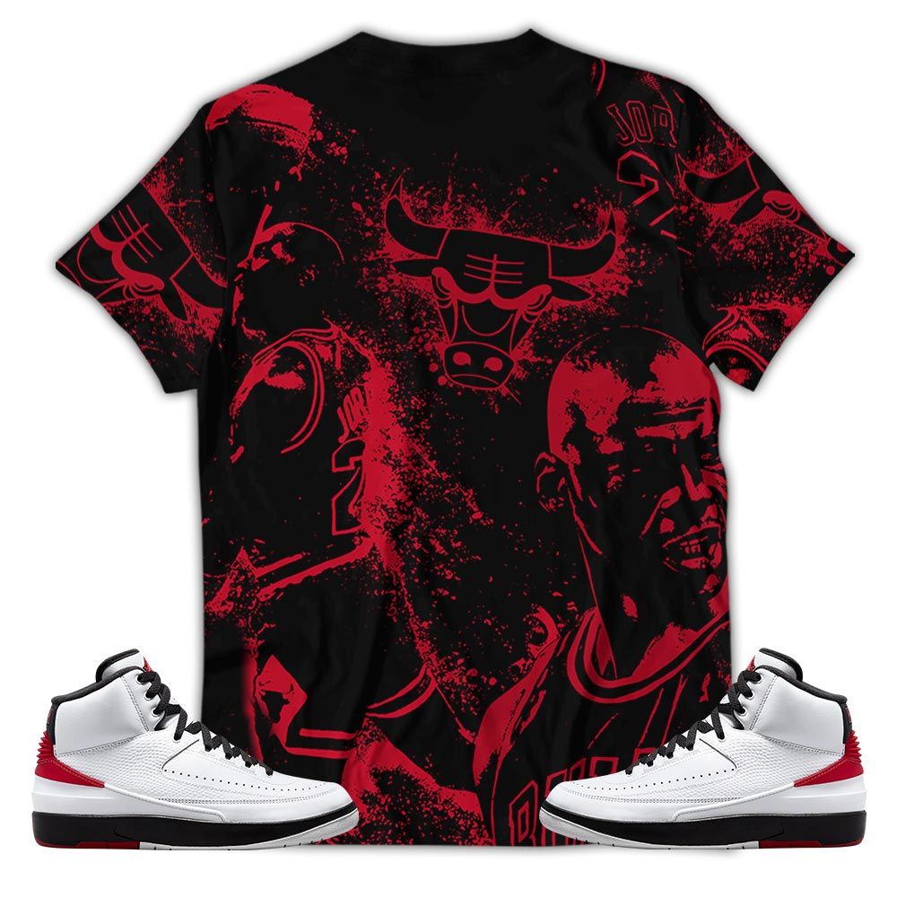 Number 23 Drip Shoes Kicks Goat Sneaker Shirt Match 2 Chicago Varsity Red, Jordan Retro 2 Chicago Hoodie Sweatshirt Tee All Over Print MKO Shirt