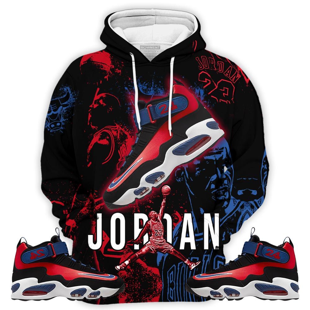 Number 23 Drip Shoes Kicks Goat Sneaker Shirt Match Max 1 Navy Red Black, Air Griffey Max 1 Black Red Navy Blue Hoodie Sweatshirt Tee All Over Print MKO Shirt