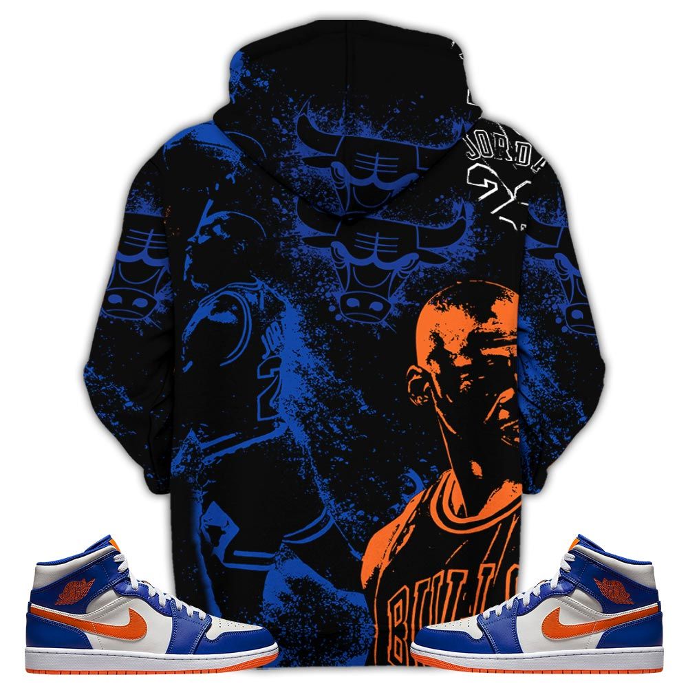 Number 23 Drip Shoes Kicks Goat Sneaker Shirt Match Mid Knicks 1S, Jordan 1 Mid Knicks Hoodie Sweatshirt Tee All Over Print MKO Shirt