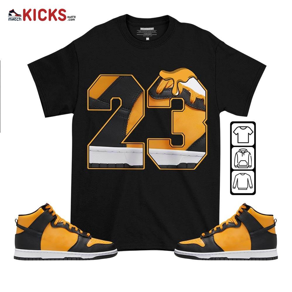 Number 23 Drip Shoes Sneaker Shirt Match Dunk Reverse Goldenrod, Dunk High Bruce Lee MKO T-Shirt