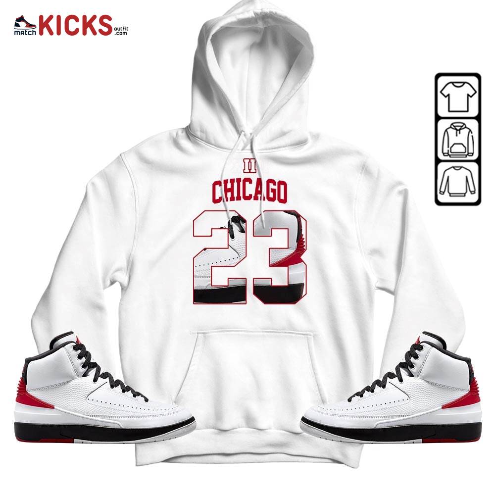 Number 23 Goat Shoes Sneaker Shirt Match 2 Chicago Varsity Red, Jordan Retro 2 Chicago MKO Sweatshirt Number 23 Goat Shoes Sneaker Shirt Match 2 Chicago Varsity Red, Jordan Retro 2 Chicago MKO Sweatshirt