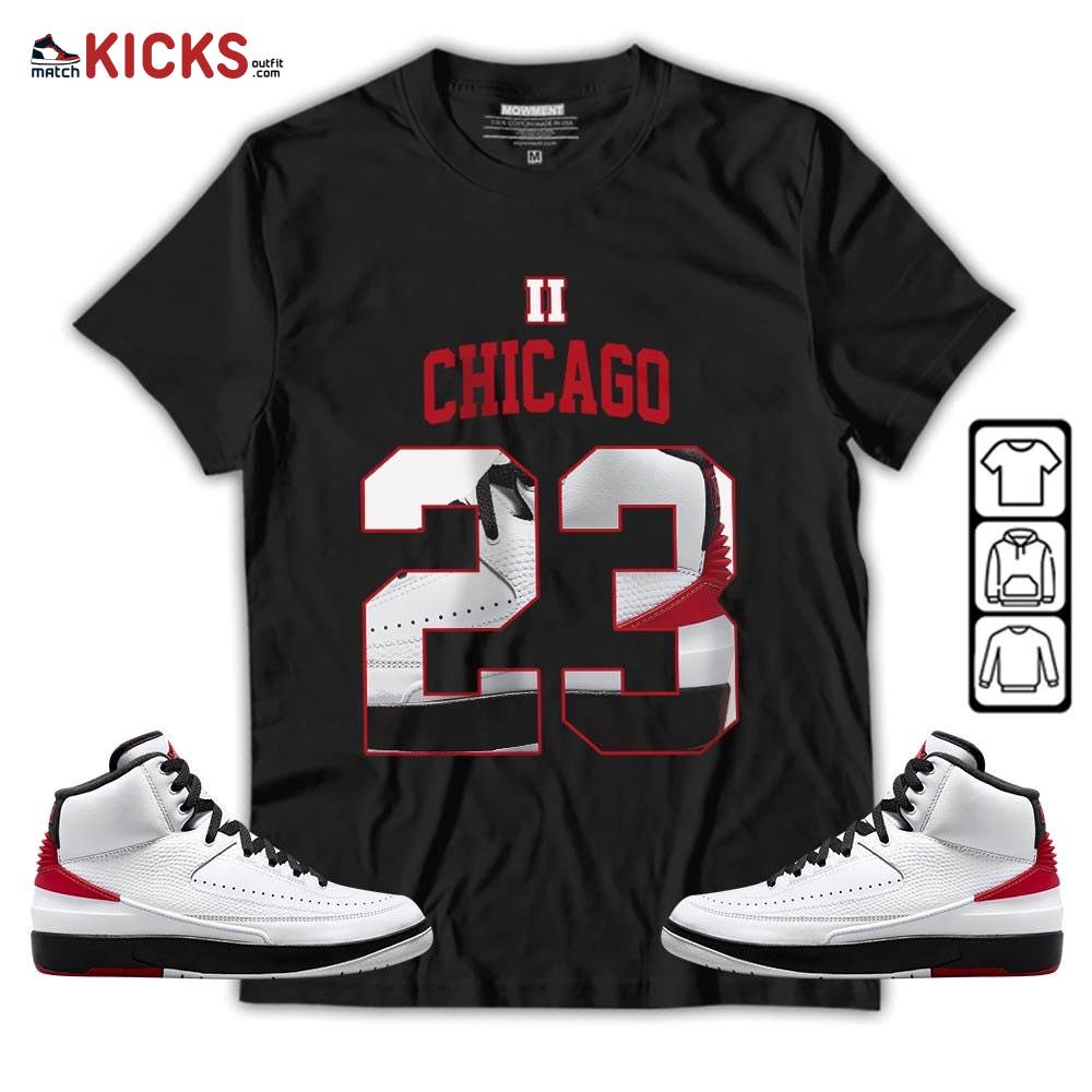 Number 23 Goat Shoes Sneaker Shirt Match 2 Chicago Varsity Red, Jordan Retro 2 Chicago MKO T-Shirt