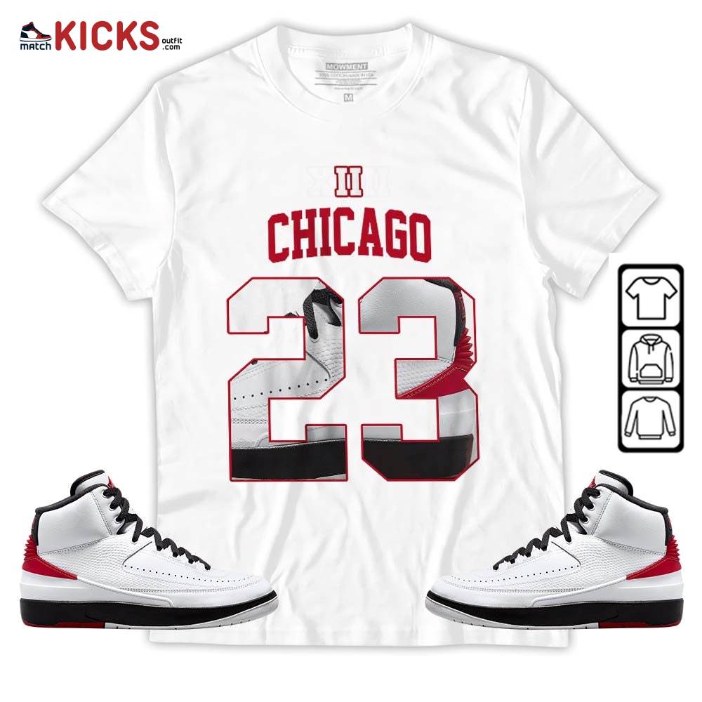 Number 23 Goat Shoes Sneaker Shirt Match 2 Chicago Varsity Red, Jordan Retro 2 Chicago MKO T-Shirt