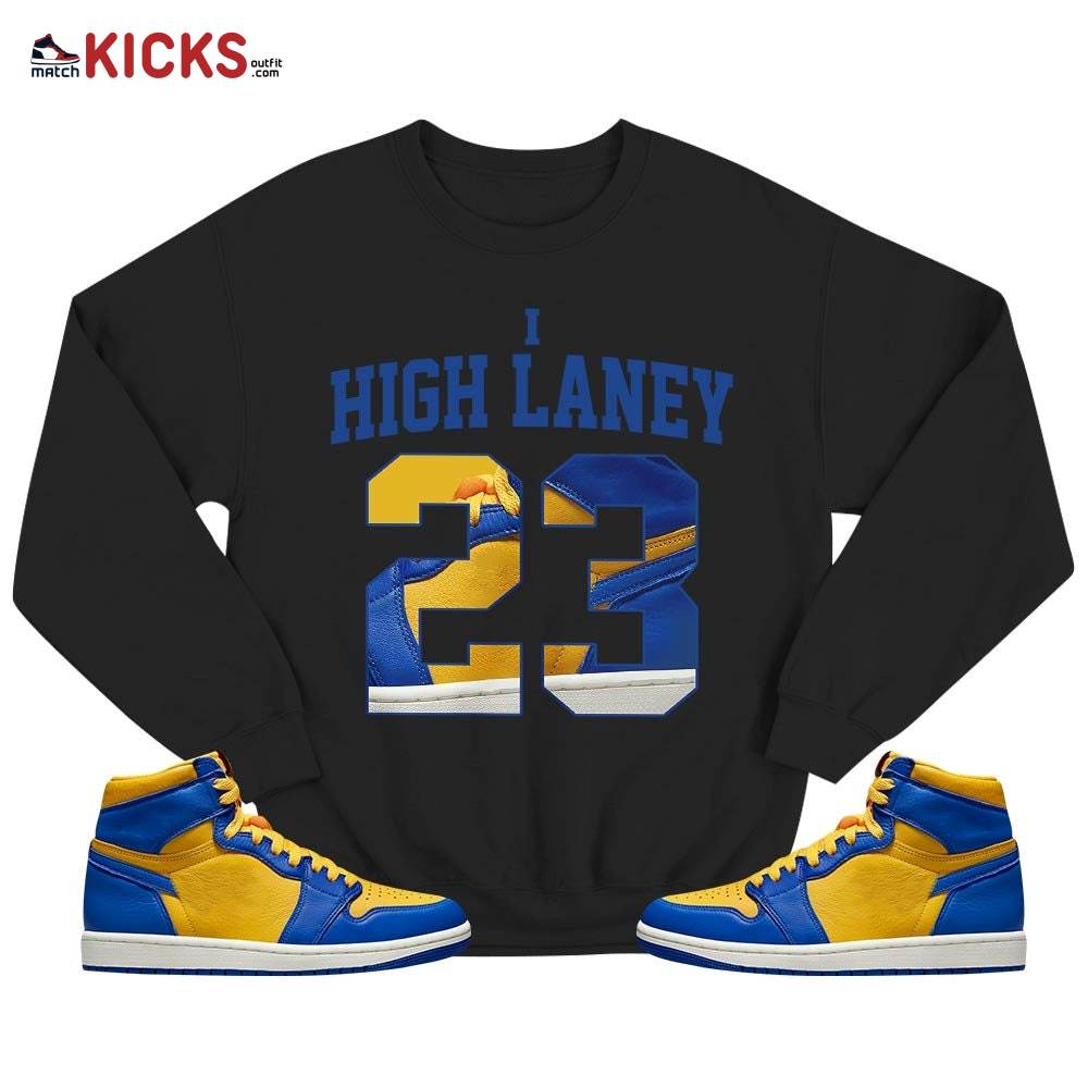 Number 23 Goat Shoes Sneaker Shirt Match 2023 Laney 1s, Jordan 1 Retro High Laney MKO T-Shirt Number 23 Goat Shoes Sneaker Shirt Match 2023 Laney 1s, Jordan 1 Retro High Laney MKO T-Shirt