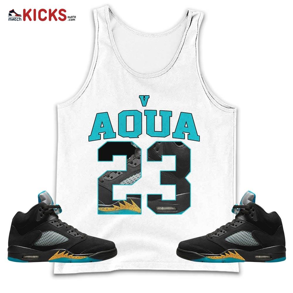 Number 23 Goat Shoes Sneaker Shirt Match 2023 Retro Aqua 5s, Jordan 5 Aqua MKO Tank Top