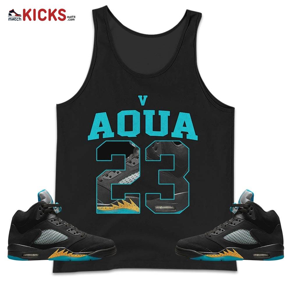 Number 23 Goat Shoes Sneaker Shirt Match 2023 Retro Aqua 5s, Jordan 5 Aqua MKO Tank Top Number 23 Goat Shoes Sneaker Shirt Match 2023 Retro Aqua 5s, Jordan 5 Aqua MKO Tank Top