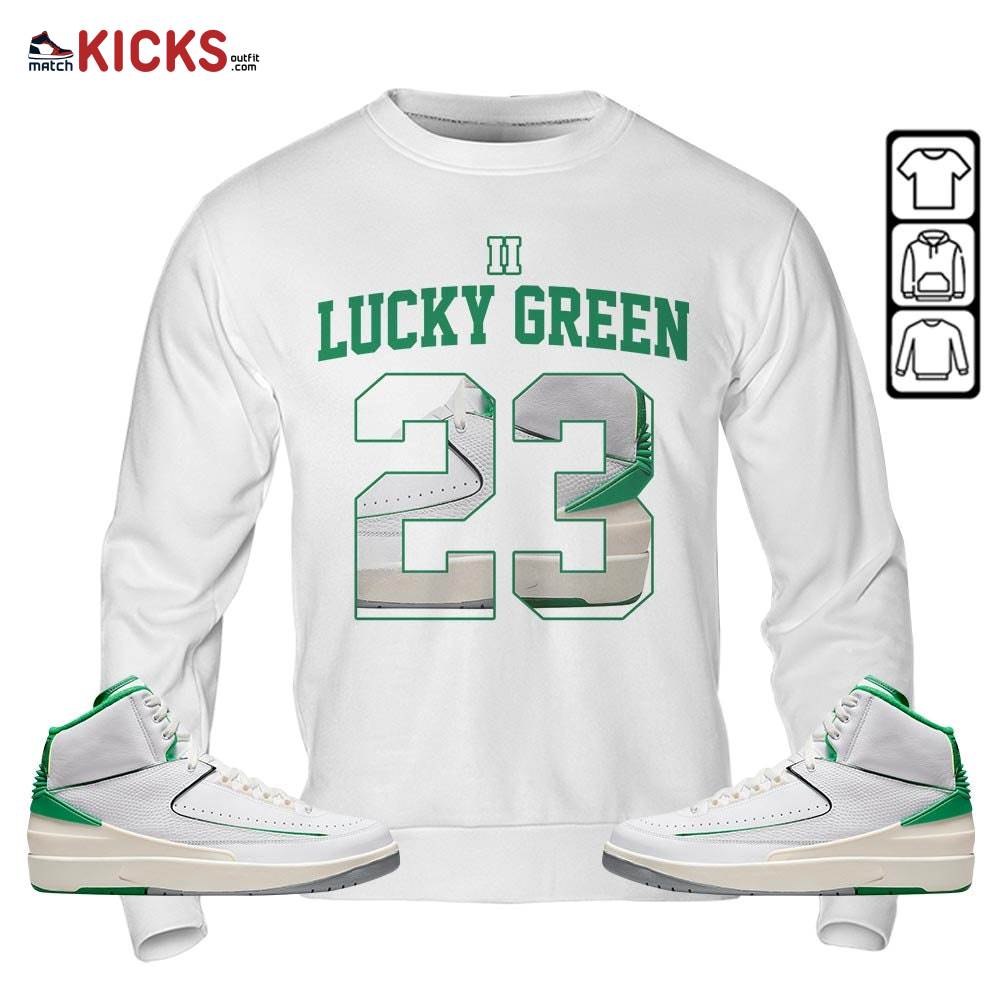 Number 23 Goat Shoes Sneaker Shirt Match Lucky Green 2s, Jordan 2 Lucky Green MKO Sweatshirt