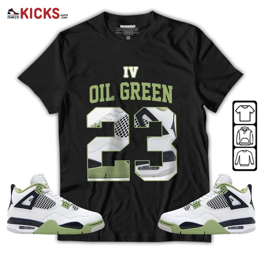 Number 23 Goat Shoes Sneaker Shirt Match Retro Oil Green 4s, Jordan 4 Oil Green MKO T-Shirt Number 23 Goat Shoes Sneaker Shirt Match Retro Oil Green 4s, Jordan 4 Oil Green MKO T-Shirt