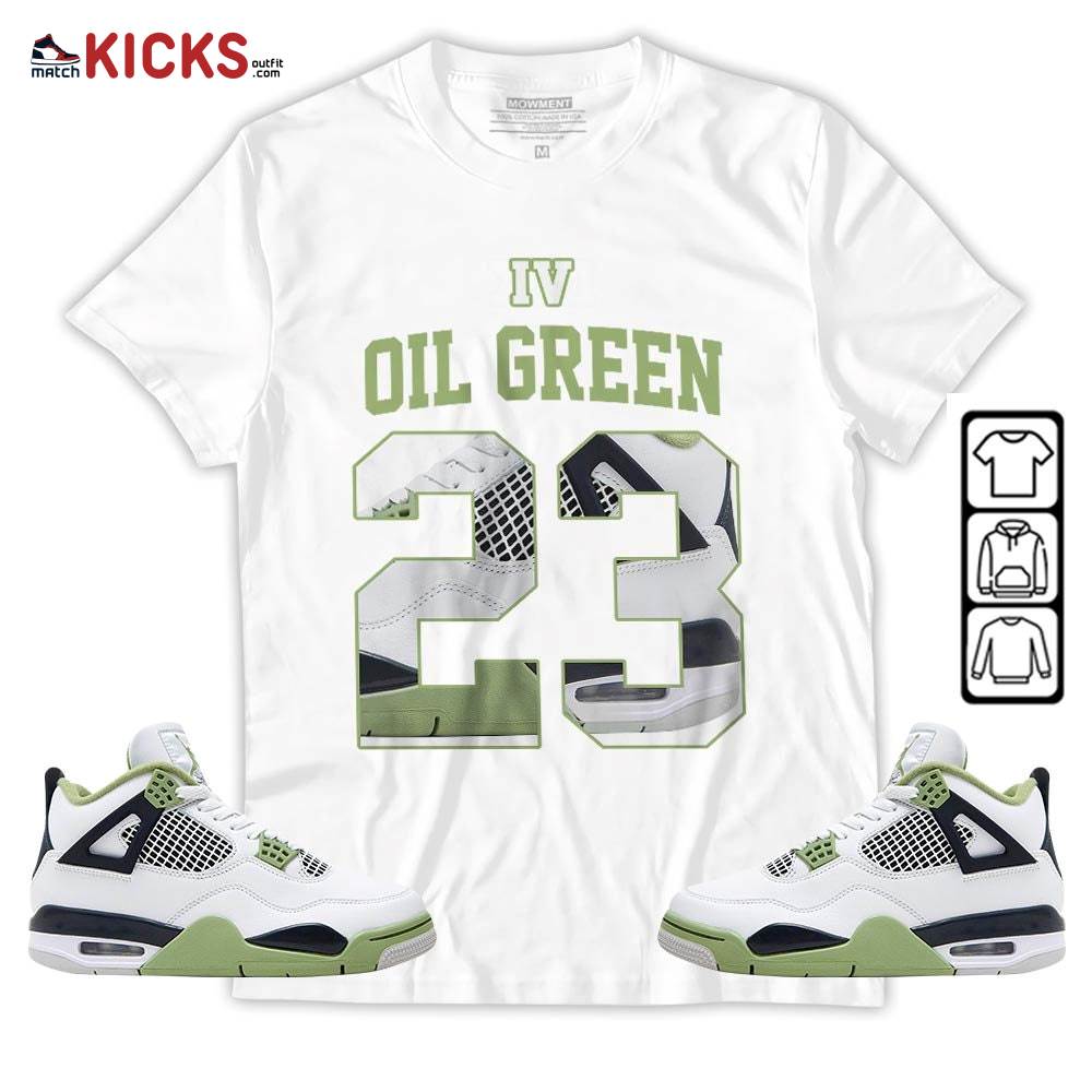 Number 23 Goat Shoes Sneaker Shirt Match Retro Oil Green 4s, Jordan 4 Oil Green MKO T-Shirt