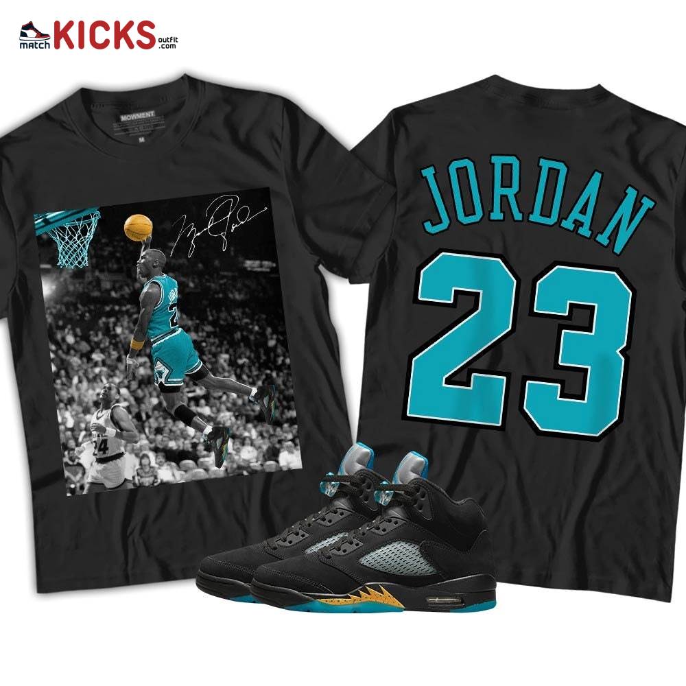 Number 23 Goat Sneaker Shirt Match 2023 Retro Aqua 5s, Jordan 5 Aqua MKO T-Shirt Number 23 Goat Sneaker Shirt Match 2023 Retro Aqua 5s, Jordan 5 Aqua MKO T-Shirt