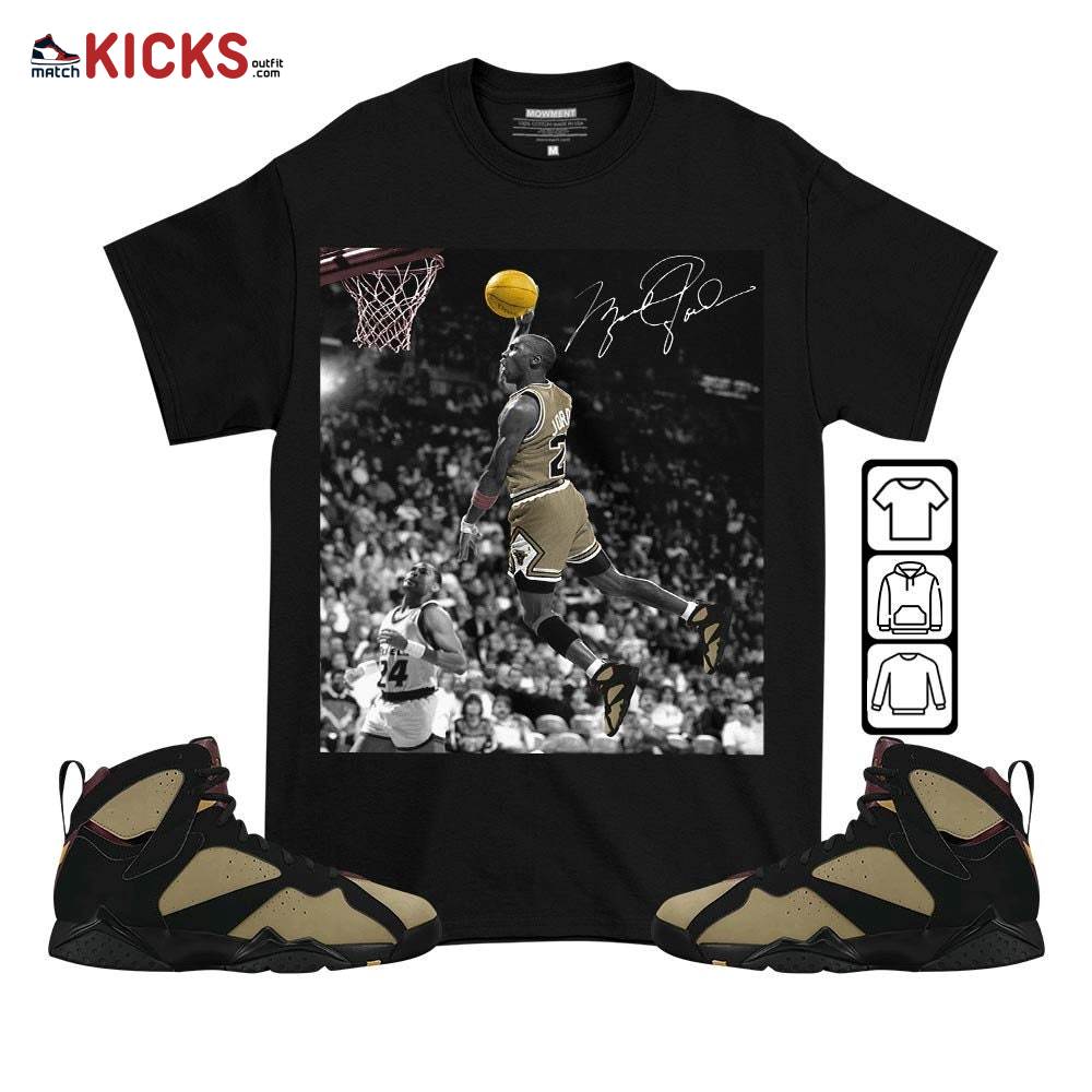 Number 23 Goat Sneaker Shirt Match Black Cherrywood 7s, Jordan 7 Black Olive MKO T-Shirt