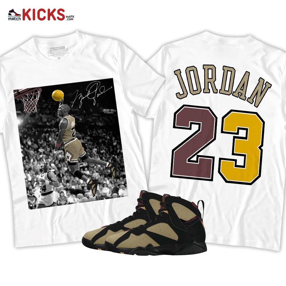 Number 23 Goat Sneaker Shirt Match Black Cherrywood 7s, Jordan 7 Black Olive MKO T-Shirt Number 23 Goat Sneaker Shirt Match Black Cherrywood 7s, Jordan 7 Black Olive MKO T-Shirt