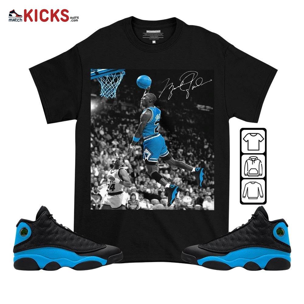Number 23 Goat Sneaker Shirt Match Black University Blue 13s, Jordan 13 Black University Blue 2022 MKO T-Shirt