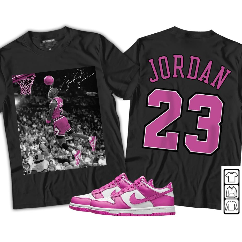 Number 23 Goat Sneaker Shirt Match GS Active Fuchsia, Dunk Low Active Fuchsia MKO Hoodie