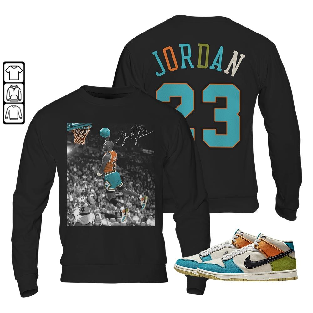 Number 23 Goat Sneaker Shirt Match Mid Pale Ivory, Dunk Mid Multi-Color Canvas MKO Sweatshirt Number 23 Goat Sneaker Shirt Match Mid Pale Ivory, Dunk Mid Multi-Color Canvas MKO Sweatshirt