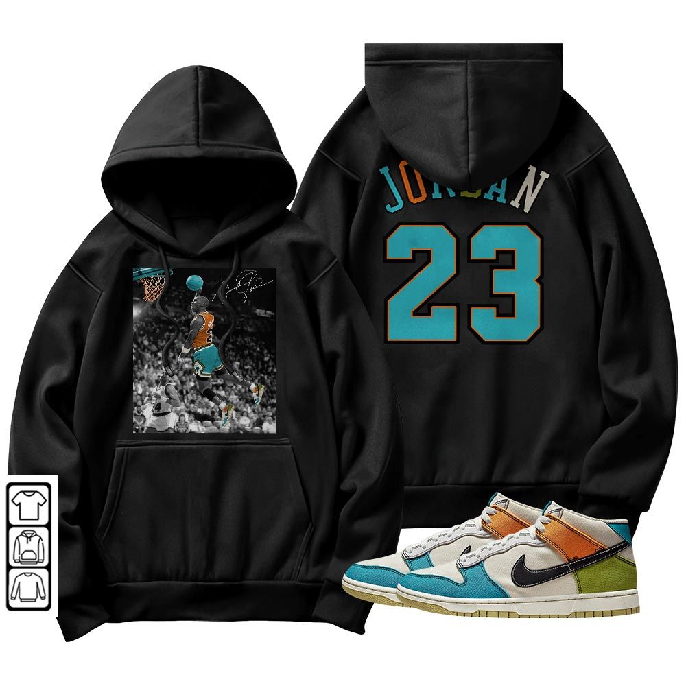 Number 23 Goat Sneaker Shirt Match Mid Pale Ivory, Dunk Mid Multi-Color Canvas MKO T-Shirt