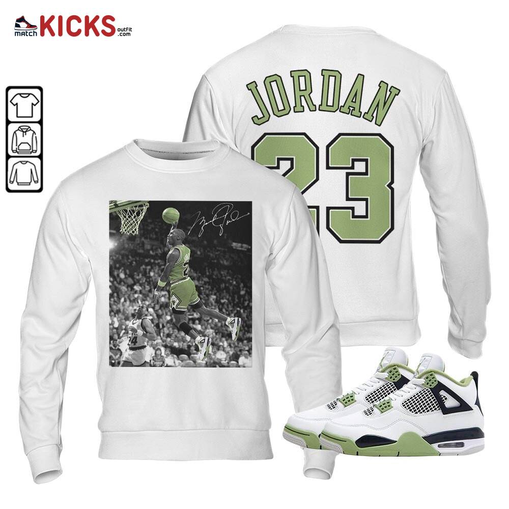Number 23 Goat Sneaker Shirt Match Retro Oil Green 4s, Jordan 4 Oil Green MKO T-Shirt Number 23 Goat Sneaker Shirt Match Retro Oil Green 4s, Jordan 4 Oil Green MKO T-Shirt