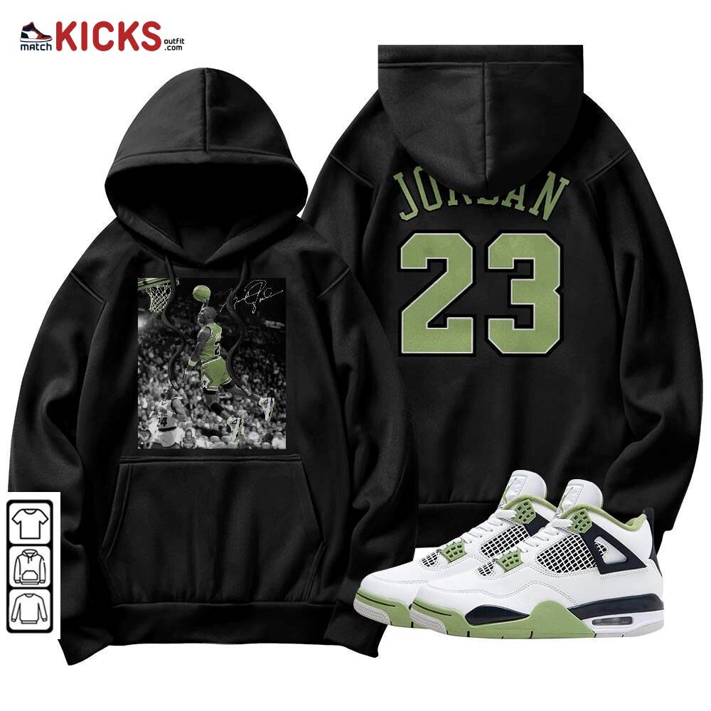 Number 23 Goat Sneaker Shirt Match Retro Oil Green 4s, Jordan 4 Oil Green MKO T-Shirt Number 23 Goat Sneaker Shirt Match Retro Oil Green 4s, Jordan 4 Oil Green MKO T-Shirt