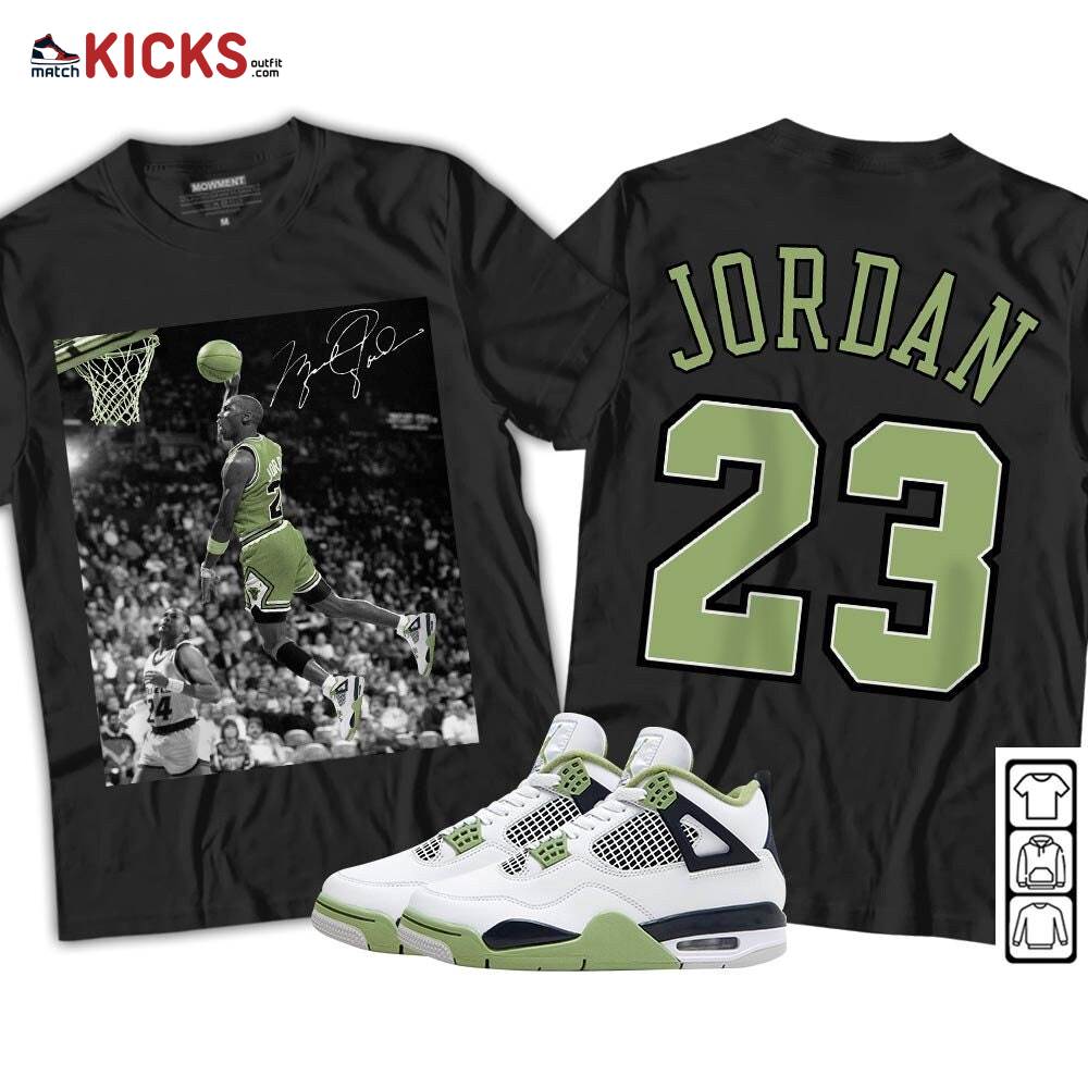 Number 23 Goat Sneaker Shirt Match Retro Oil Green 4s, Jordan 4 Oil Green MKO T-Shirt Number 23 Goat Sneaker Shirt Match Retro Oil Green 4s, Jordan 4 Oil Green MKO T-Shirt