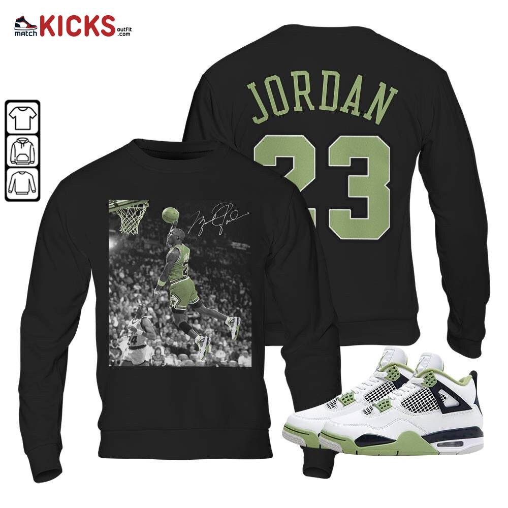 Number 23 Goat Sneaker Shirt Match Retro Oil Green 4s, Jordan 4 Oil Green MKO T-Shirt Number 23 Goat Sneaker Shirt Match Retro Oil Green 4s, Jordan 4 Oil Green MKO T-Shirt