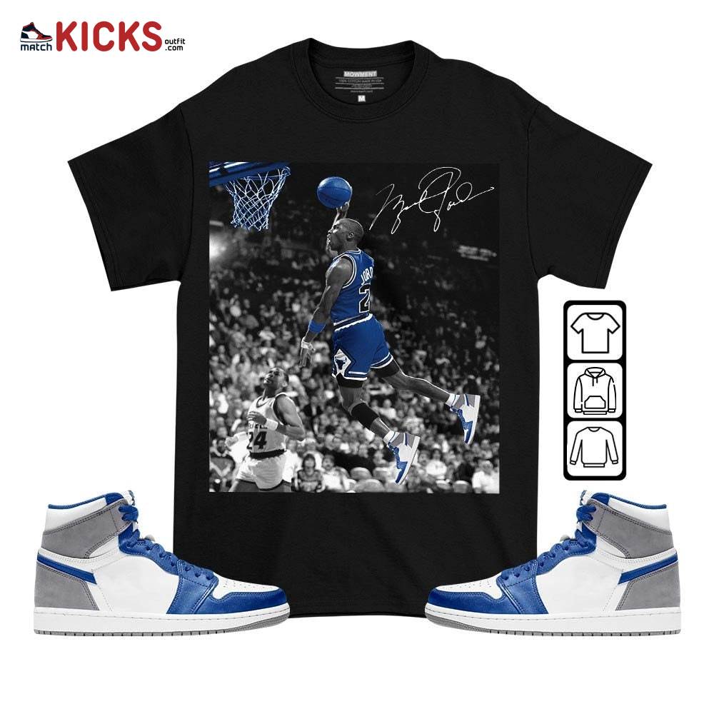 Number 23 Goat Sneaker Shirt Match True Blue 1s, Jordan 1 High OG True Blue MKO T-Shirt