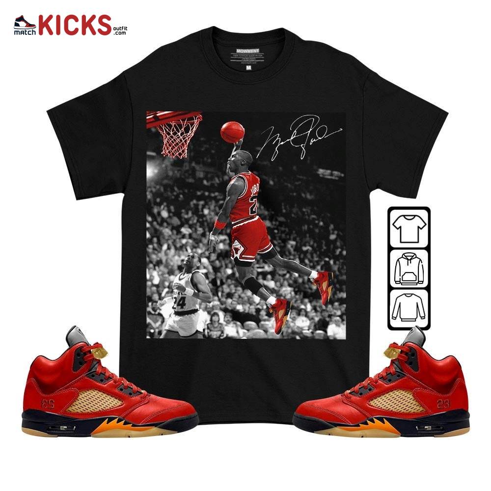 Number 23 Goat Tv Sneaker Shirt Match 5 Dunk On Mars, Jordan 5 Mars For Her MKO T-Shirt