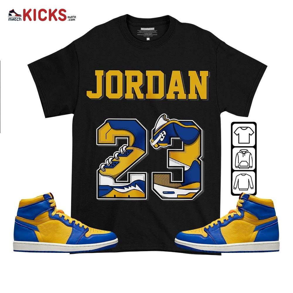 Number 23 JD Sneaker Shirt Match 2023 Laney 1s, Jordan 1 Retro High Laney MKO T-Shirt