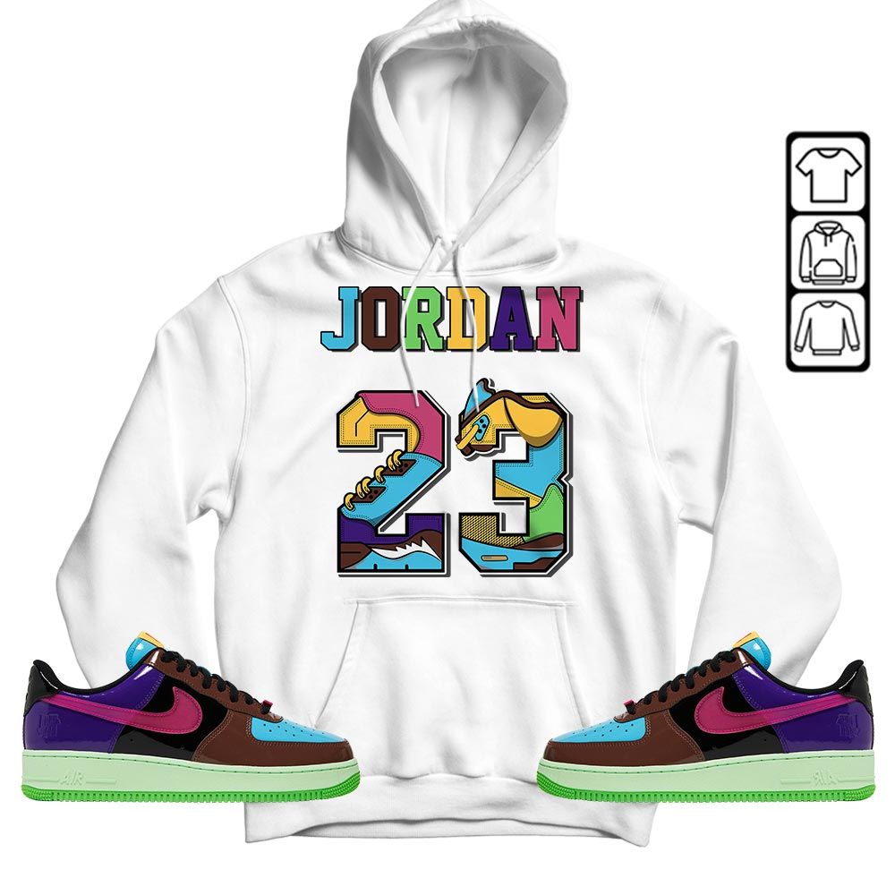 Number 23 JD Sneaker Shirt Match AF 1 Low SP Pink Prime, Air Force 1 Undefeated Pink Prime MKO T-Shirt