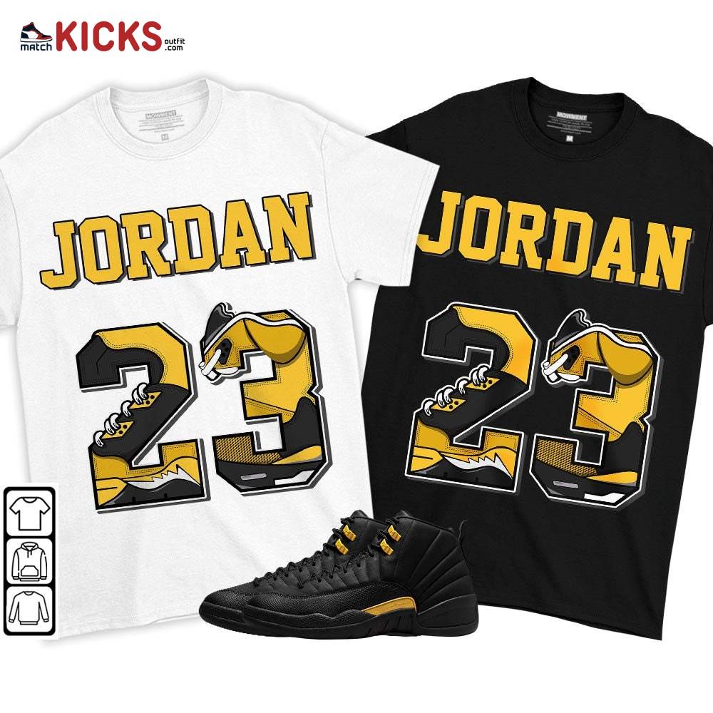 Number 23 JD Sneaker Shirt Match Black Taxi 12s, Jordan 12 Retro Black Taxi MKO T-Shirt Number 23 JD Sneaker Shirt Match Black Taxi 12s, Jordan 12 Retro Black Taxi MKO T-Shirt