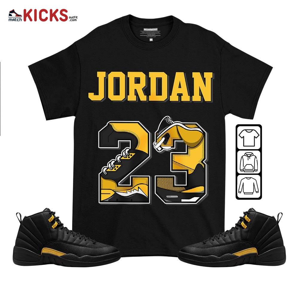 Number 23 JD Sneaker Shirt Match Black Taxi 12s, Jordan 12 Retro Black Taxi MKO T-Shirt