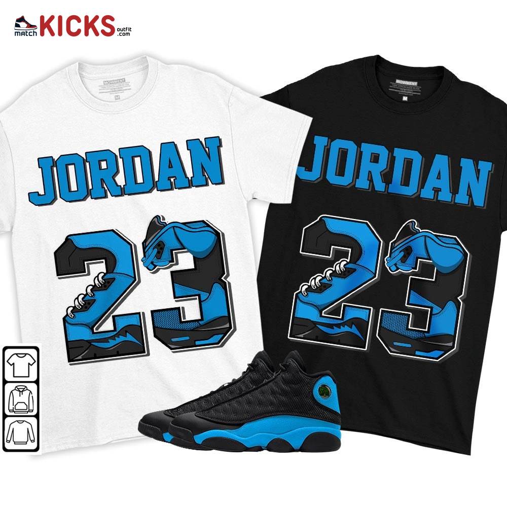 Number 23 JD Sneaker Shirt Match Black University Blue 13s, Jordan 13 Black University Blue 2022 MKO T-Shirt Number 23 JD Sneaker Shirt Match Black University Blue 13s, Jordan 13 Black University Blue 2022 MKO T-Shirt