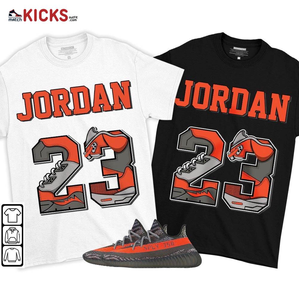 Number 23 JD Sneaker Shirt Match Boots 350 V2 Dark Beluga, Yeezy 350 V2 Carbon Beluga MKO T-Shirt